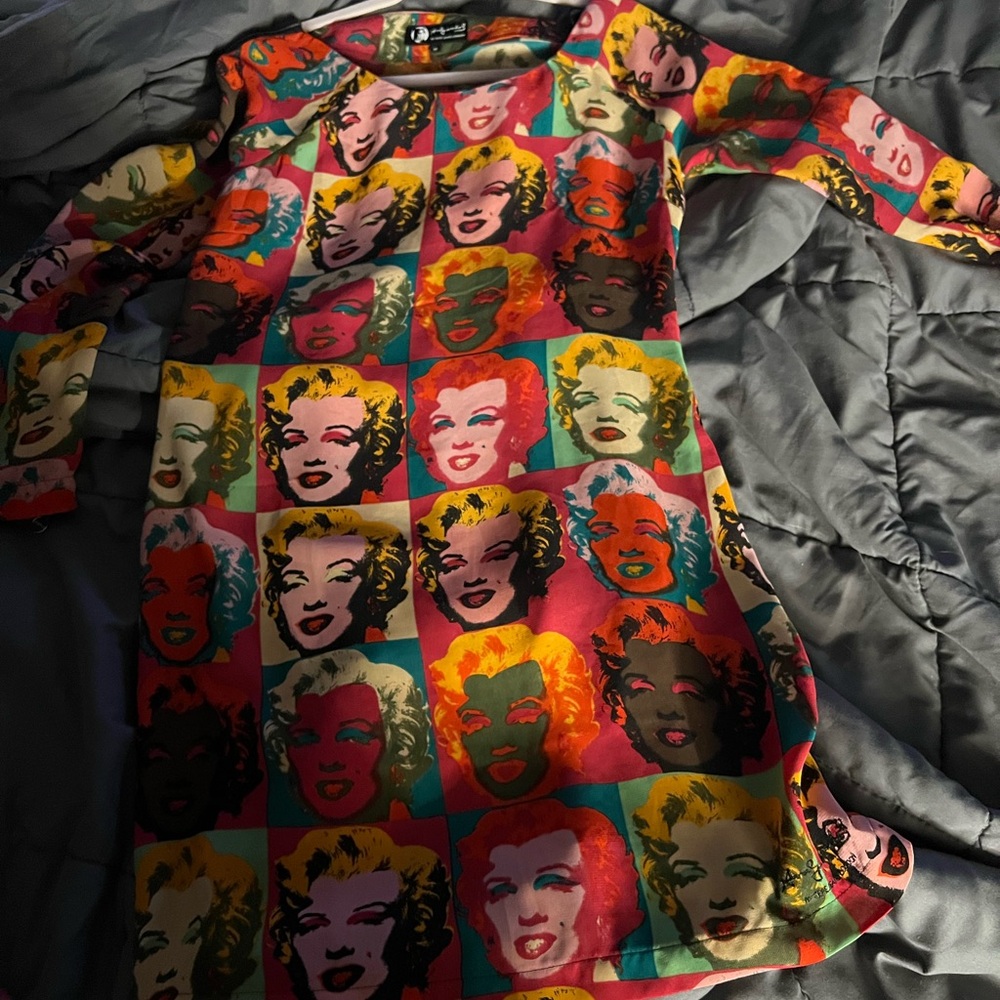 Andy Warhol Marilyn Monroe xs rare Red and Orange Raglan Sleeve Sheath Dress